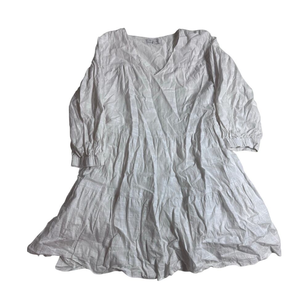 Witchery White Tiered Cotton Linen Blend Mini Dress Women’s Size 16